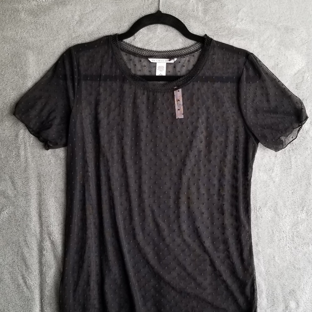 NWT Victoria Secret Sheer Black Top